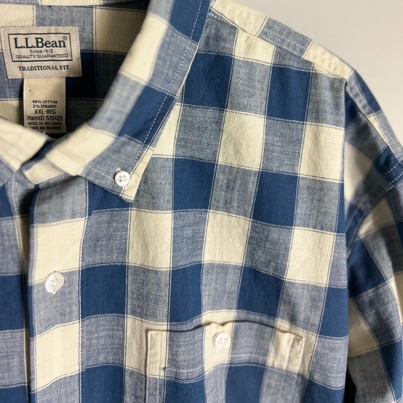 L.L.Bean Men's Blue Plaid Traditional Fit Dress Shirt Size XXL - Picture 5 of 13